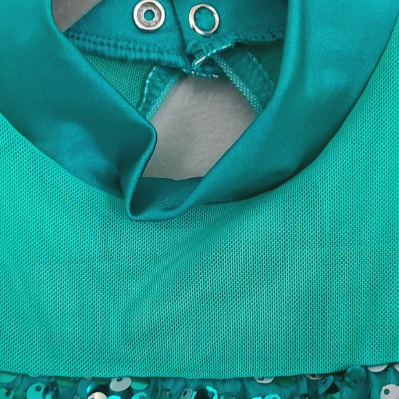 Teal Sequined Performance Jumpsuit - Picture 4 of 12